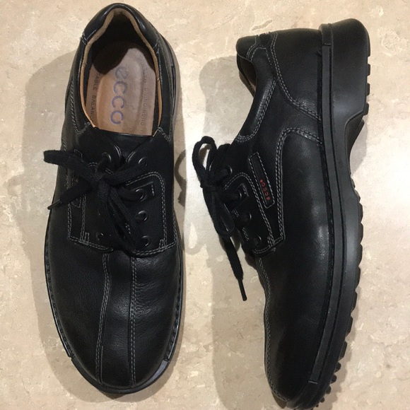 Ecco Leather Lace up Shoes Light Shock Point Black